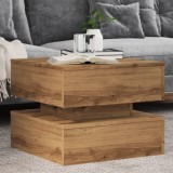 Masuta Cafea Gossi cu LED, Stejar Artizanal, 50x50x40 cm, Lemn, Blat Robust, Design Modern
