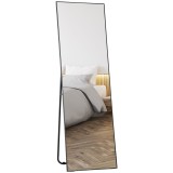 HOMCOM Oglindă de Podea Corp &Icirc;ntreg Autoportantă sau de Perete 50x160 cm Neagră | Aosom Romania