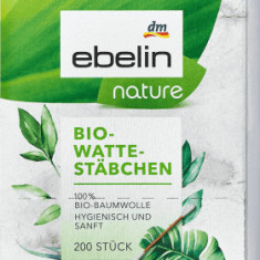 Ebelin Nature bețișoare de vată Bio, 200 buc