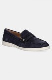 Geox mocasini din piele intoarsa D XAND 3 femei, culoarea albastru marin, cu toc plat, D550ZD 00022 C4002