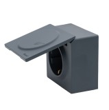 Priză Schuko cu capac aplicată 16A gri grafit Leto - LEZARD