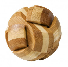 Joc logic IQ din lemn bambus Ball, cutie metal foto