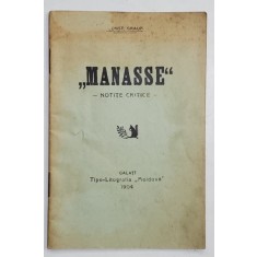 &#039; MANASSE &#039; NOTITE CRITICE de CONST. GRAUR , 1904