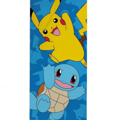Prosop de plaja Pokemon Pikachu , Albastru Galben, 70x140 cm, 100% Bumbac