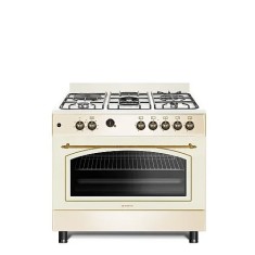 Aragaz Studio Casa, FE90/60 El Avena Rustic, 90 cm, Cuptor electric, 4 arzatoare gaz, din care unul Wok + 1 ochi electric, Rotisor, Grill, electric, G