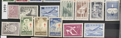 FINLANDA 1959, An complet, serii MNH foto