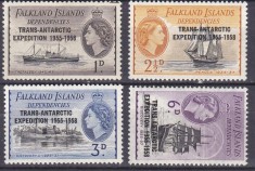 DB1 Colonii Ins. Falkland 1958 Supratipar Expeditii Trans Antarctice 4 v. MNH