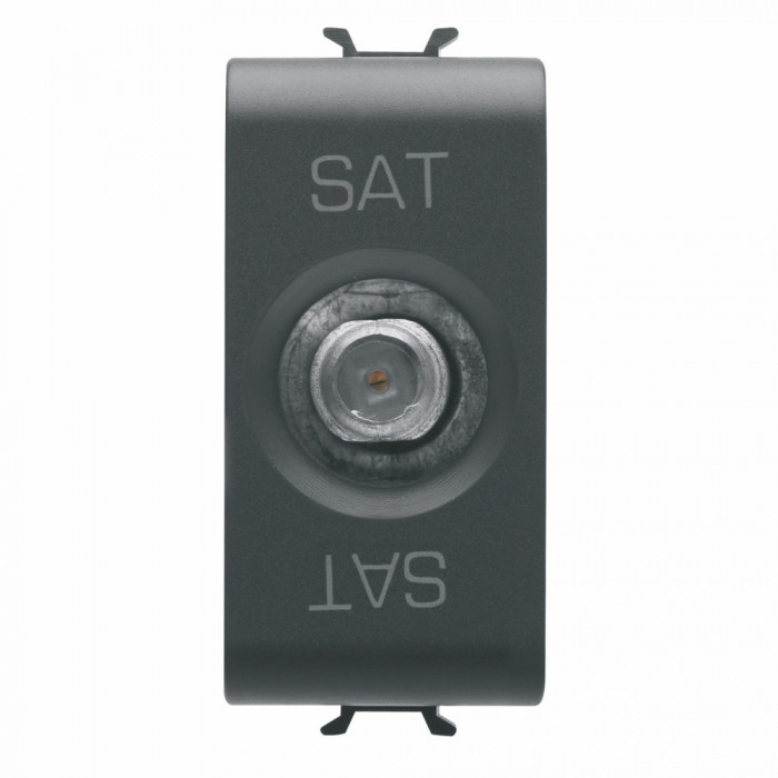 Priza TV satelit de trecere TIP F 1M Gewiss Chorus negru GW12372
