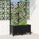 Cumpara ieftin Vaza de gradina cu spalier si roti Negru 80 x 40 x 146 cm PP