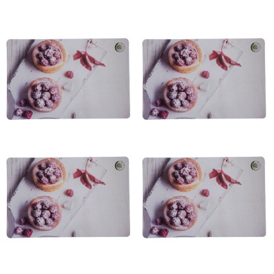 Set suport farfurie pentru servirea mesei, model Pufo Sweet Raspberry, 4 bucati, 44 x 29 cm foto