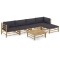 vidaXL Set mobilier de grădină cu perne gri &icirc;nchis, 6 piese, bambus 3058238