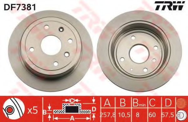 Disc frana CHEVROLET AVEO Limuzina (T250, T255) (2005 - 2016) TRW DF7381