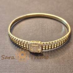 Bratara Ora Regala , model ceas bijuterie, cu zirconia, placata aur 14K