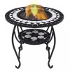 VidaXL Masă cu vatră de foc, mozaic negru și alb, 68 cm, ceramică 46725
