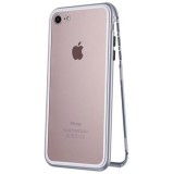 Cumpara ieftin Husa compatibila cu Apple pentru Iphone 8 Magnetica 360 grade Silver, MyStyle Perfect Fit cu spate de sticla securizata premium + folie de sticla grat