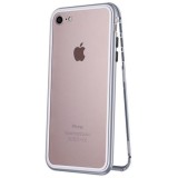 Husa Magnetic Case 360&deg; + folie autoregenerativa pentru iPhone 8, Silver, Transparent