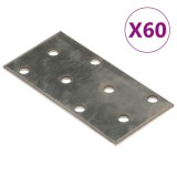 vidaXL Plăci Perforate Oțel Galvanizat 80x40mm, 2mm Grosime, Set 60 Bucăți - Fixare Mobilier, Bricolaj