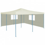 Pavilion pliabil cu 2 pereți laterali, crem, 5 x 5 m, vidaXL