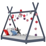 Cumpara ieftin Cadru pat de copii, gri, 70 x 140 cm, lemn masiv de pin