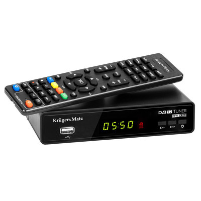 Tuner DVB-T2 Kruger &amp;amp;amp; Matz, 6 W, 150 x 86 x 32 mm, afisaj LED, HDMI, USB, telecomanda inclusa foto