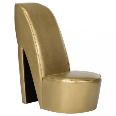vidaXL Scaun, design toc &amp;icirc;nalt, auriu, piele ecologică foto