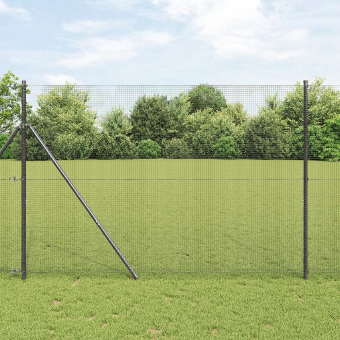 Gossi gard din sarma sudata cu 7 stalpi gri 1.4x50 m otel