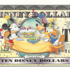 DISNEYLAND █ bancnota █ 10 Disney Dollars █ 2009 █ Make a Wish █ UNC necirculata