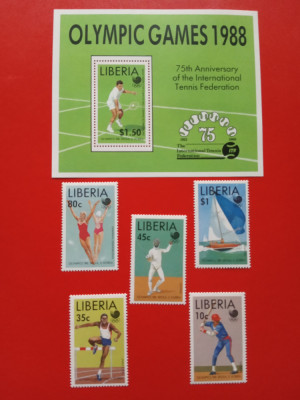 LIBERIA, SPORT - COLIȚĂ + SERIE COMPLETĂ MNH foto