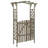 Cumpara ieftin Pergola cu poarta, 116x40x204 cm, gri, lemn masiv de brad