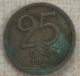 (A515) MONEDA DIN ARGINT SUEDIA - 25 ORE 1945, LIT. TS, Europa