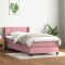 vidaXL Pat box spring cu saltea, roz, 80x220 cm, catifea 3318140