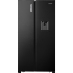 Side by side Heinner HSBS-HS519NFBKWDE++, 519 l, Full No Frost, Clasa E, Dozator de apa, Display touch, Alarma usa deschisa, H 1786 cm, Negru