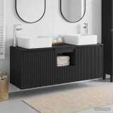 Cumpara ieftin Set dulap baie 3 buc. Negru 135 x 35 x 80 cm Lemn prelucrat