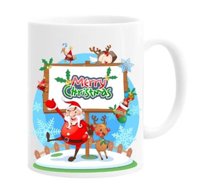 Cana alba personalizata &amp;quot;Merry Christmas Mos Craciun&amp;quot;, INOVATIX&amp;reg;. 330ml foto
