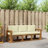 vidaXL Set de canapele de exterior cu pernă 3 pcs Natural și Crem 3365943