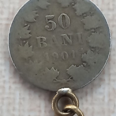 (A819) MONEDA DIN ARGINT ROMANIA - 50 BANI 1901, MAI RARA, A FOST AGATATA