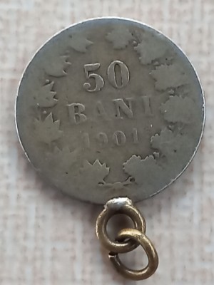 (A819) MONEDA DIN ARGINT ROMANIA - 50 BANI 1901, MAI RARA, A FOST AGATATA foto