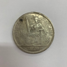 (7) Moneda - 1 PIASTRE - 1908 - Indochina Franceza - REPLICA KM 5a