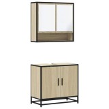 Cumpara ieftin Set mobilier de baie, 2 piese, stejar sonoma, lemn prelucrat