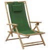 Gossi scaun rabatabil de relaxare, verde, bambus &amp; tesatura