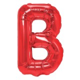 Balon folie metalizata litera b, flippy, 40 cm, umflati cu heliu sau aer, ambalaj individual, pai inclus, rosu