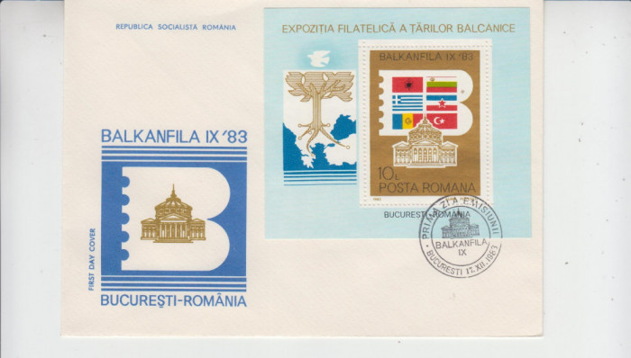 FDCR - Expozitia filatelica Balkanfila IX - colita - LP1089 - 1983