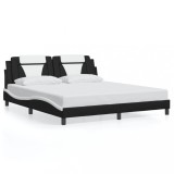 Cumpara ieftin Cadru de pat Viana fara saltea negru si alb 180x200cm piele artificiala