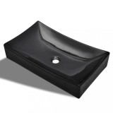Cumpara ieftin Chiuveta ceramica pentru baie, dreptunghiulara, negru