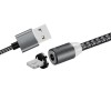 Cablu de incarcare USB - Lightning pentru iPhone, conector magnetic, cordon impletit, 1m, Oem