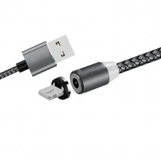 Cablu incarcare USB - Lightning pentru iPhone, conector magnetic, impletit, 1m. foto