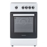 Aragaz gaz Daewoo DCK-5G1WH, 50x60 cm, geam dublu, sertar vase, iluminare, grill (arzator superior), capac tabla, Alb
