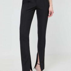 BOSS pantaloni femei, culoarea negru, mulată, high waist 50505972