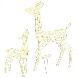 Decoratiune de Craciun familie reni, 160 LED, alb cald, acril