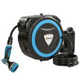 Outsunny Derulator Furtun Udare Montat pe Perete 14+1,5 m cu Blocare și Adaptoare, Rotativ 180&deg;, 12 Moduri, 49x15x37cm, Albastru | Aosom Romania